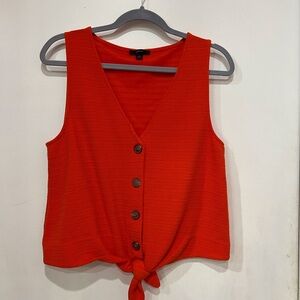 J. Crew Vibrant orange Tie-Front Tank Top